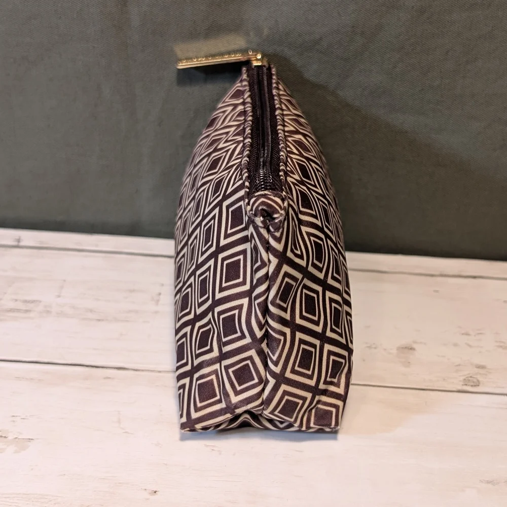 Vintage Estée Lauder Geometric Patterned Cosmetic Bag, Zippered Makeup Pouch - Picture 5 of 11